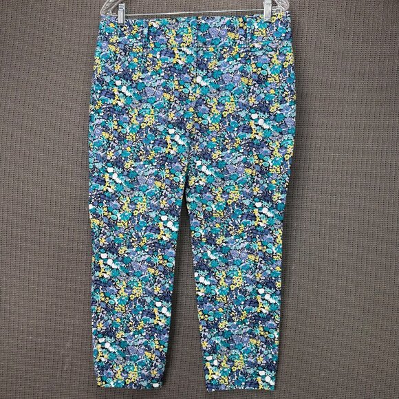 Ann Taylor Loft Marisa Womens Size 4 Blue Floral Cropped Pants Business Casual - Picture 10 of 10